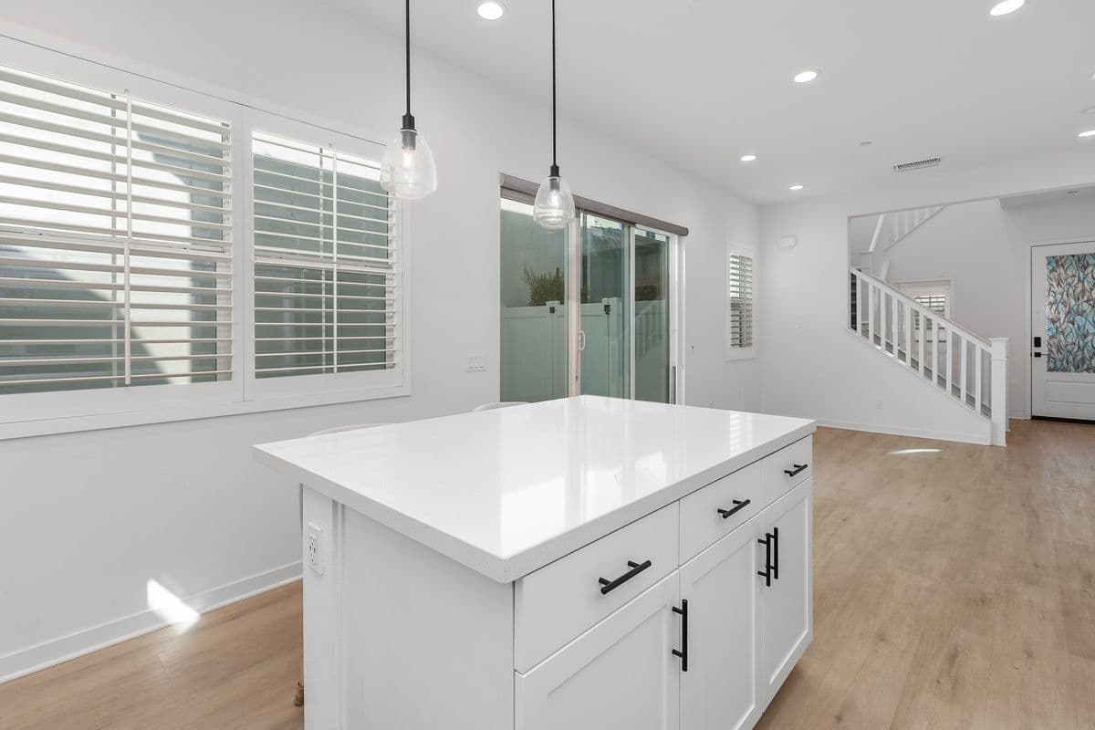 Your Kitchen Island and Living Space from the Kitchen Sink.