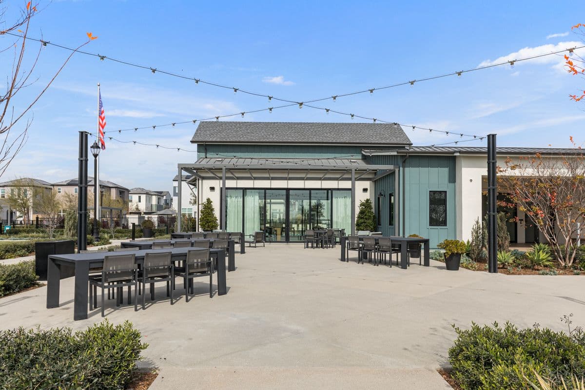 Your Community Space. Club house and Gym inside. Pool just behind this building. Grills and a Fire Pit Seating Area to the right. Playground and two Dog Park areas in the back to the left.